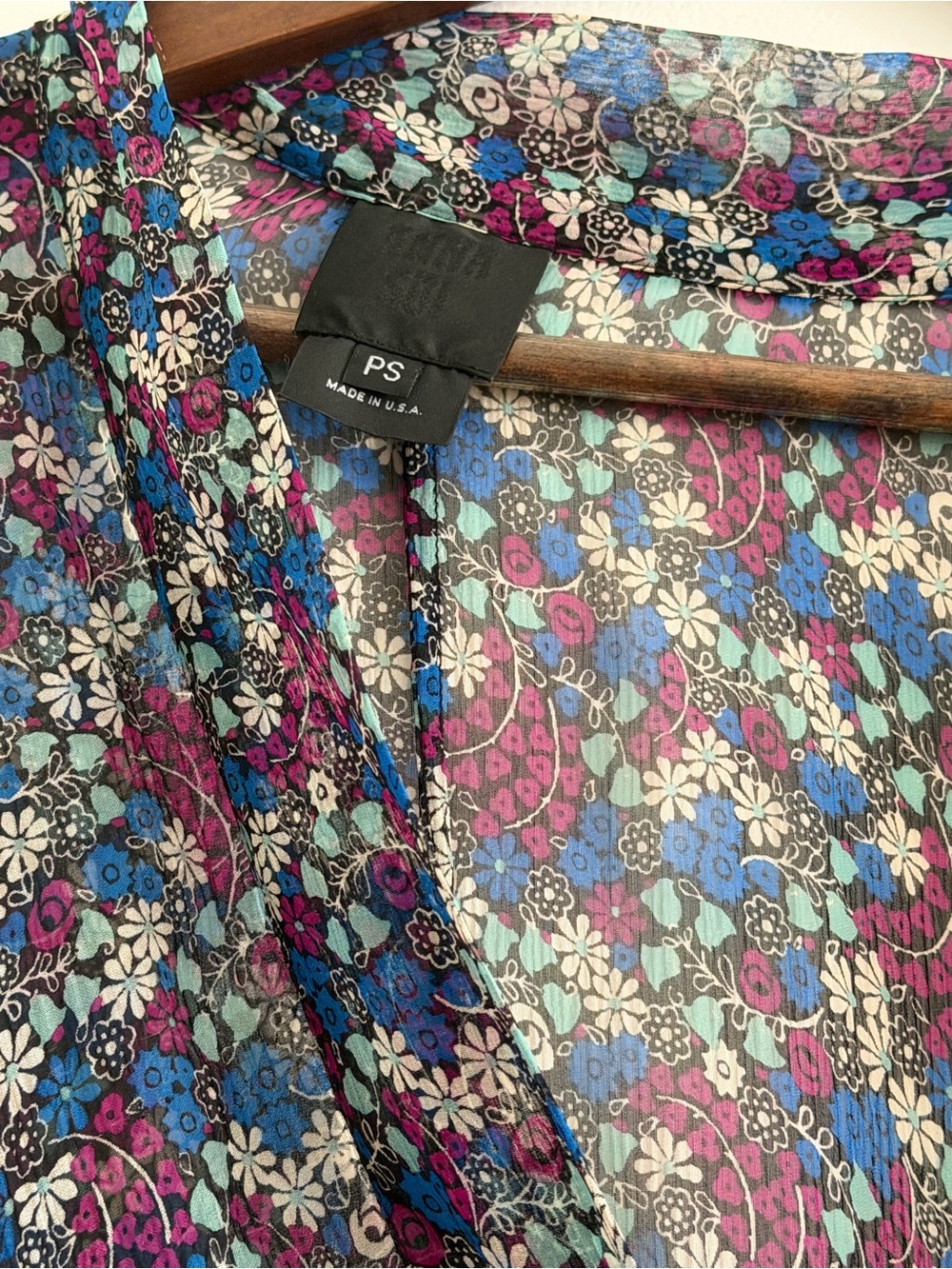 Anna Sui Sheer Floral Tunic in Blue, Purple, Teal, Pink